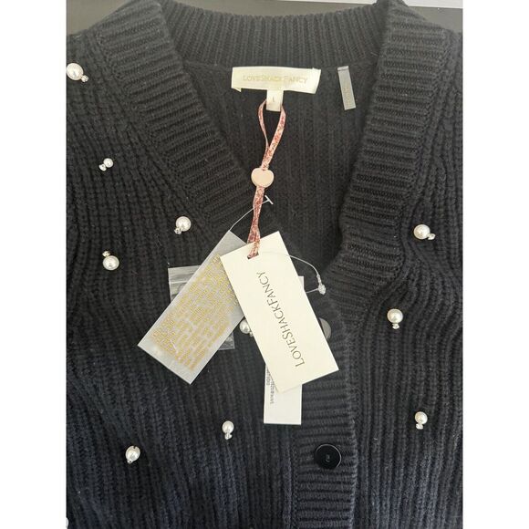 NWT LoveShackFancy Womens Frances Black Knitted Cropped cardigan Size Large $495 - Picture 6 of 11